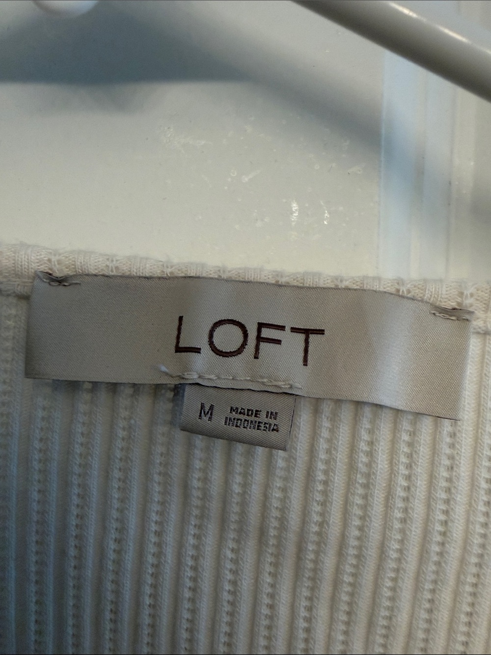 LOFT Ivory Ribbed Button-Up Cardigan - Picture 2 of 3